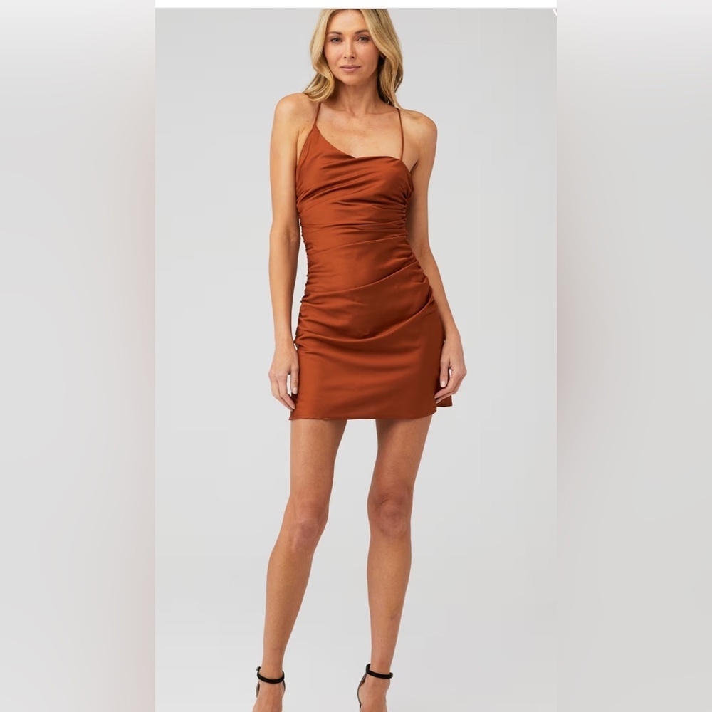 LINE & DOT
HUNNIE MINI DRESS Sleek Rust Satin Mini Dress